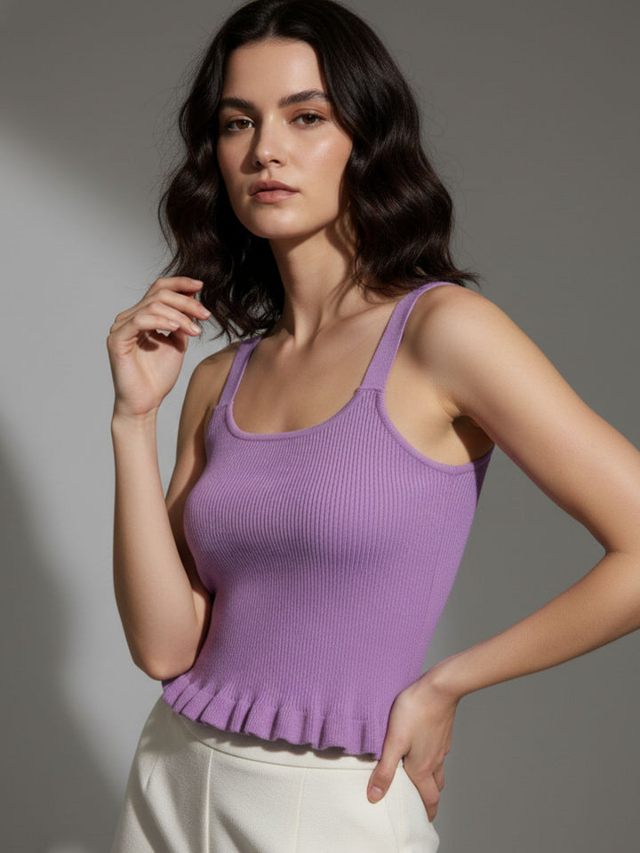 Lilac Peplum Flat Knit Tank