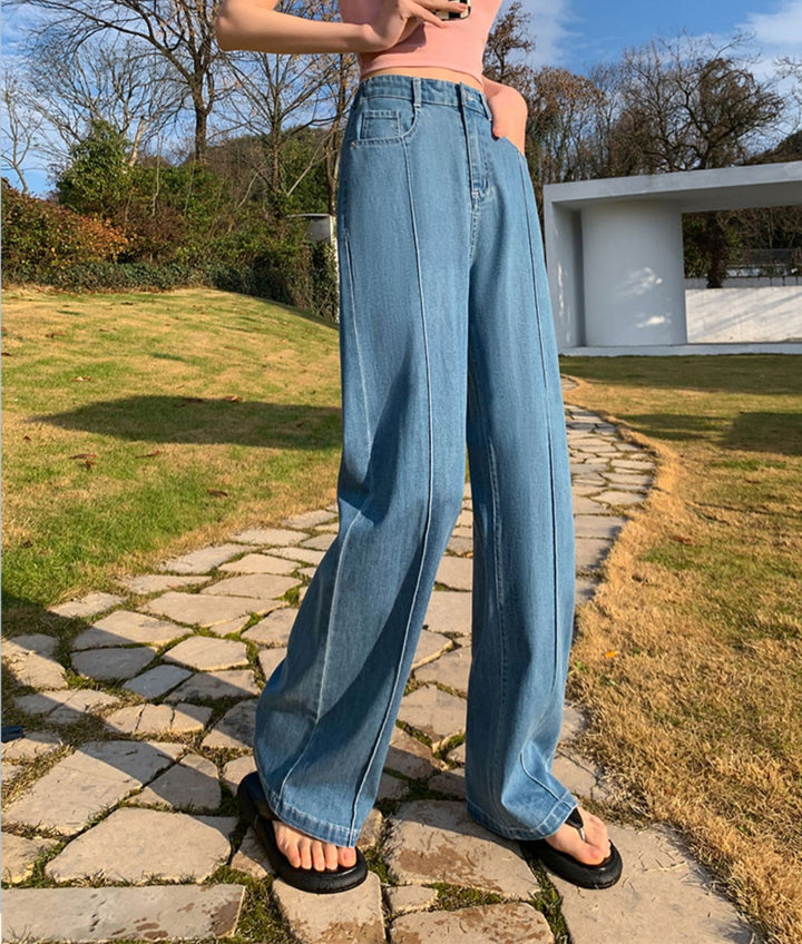 Blue Straight Fit Pin-Solid Jeans