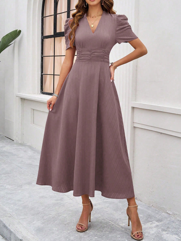 Mauve Fit And Flare Midi Dress