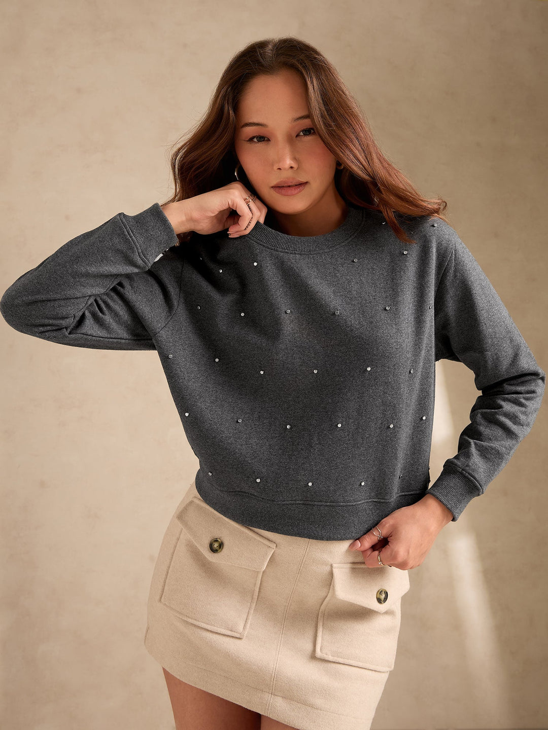 Grey Typographic Sweatshirt