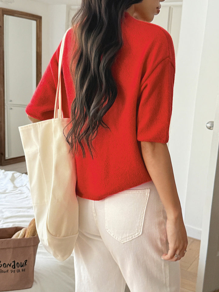 Red Solid Casual Pull Over