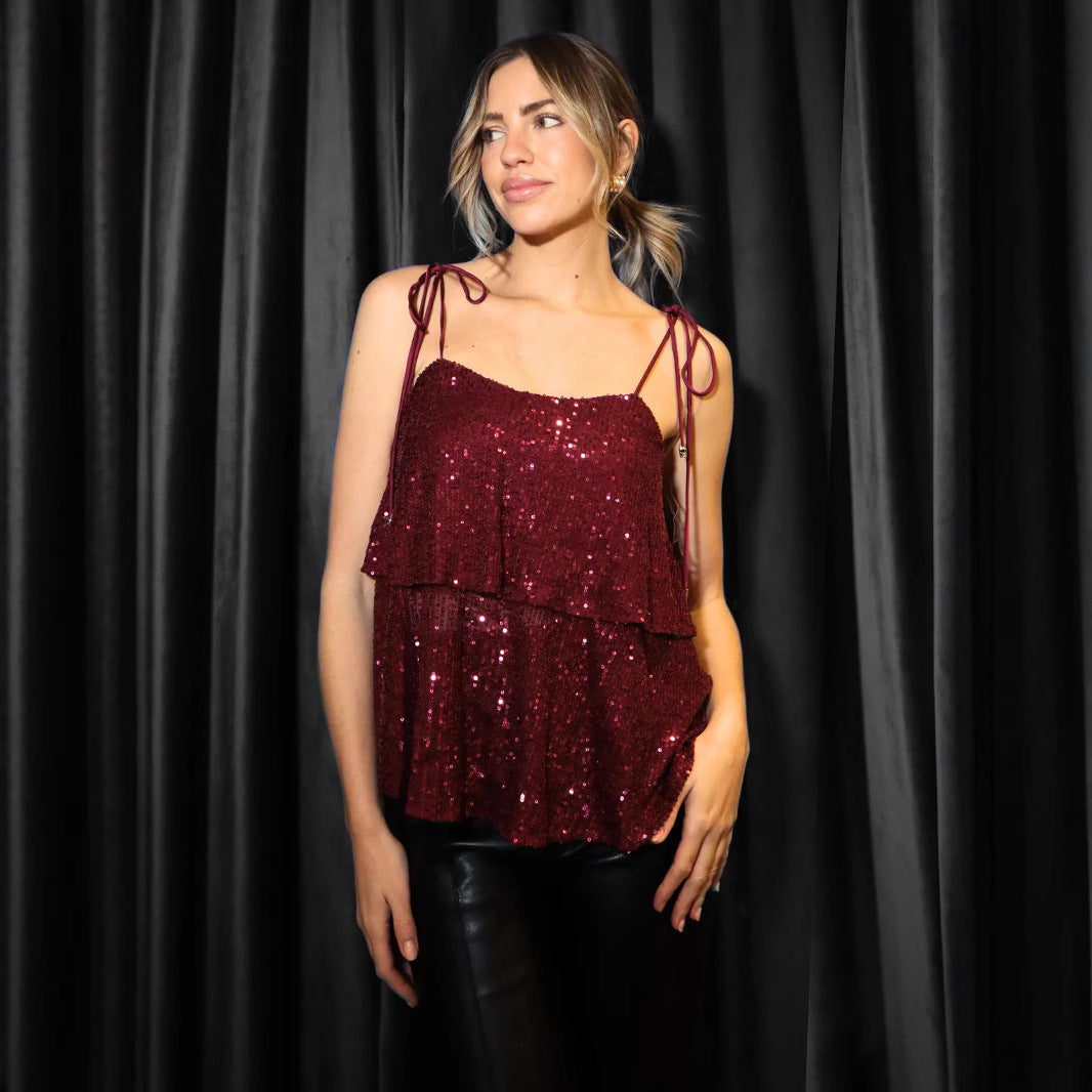 Red Strappy A-Line Top