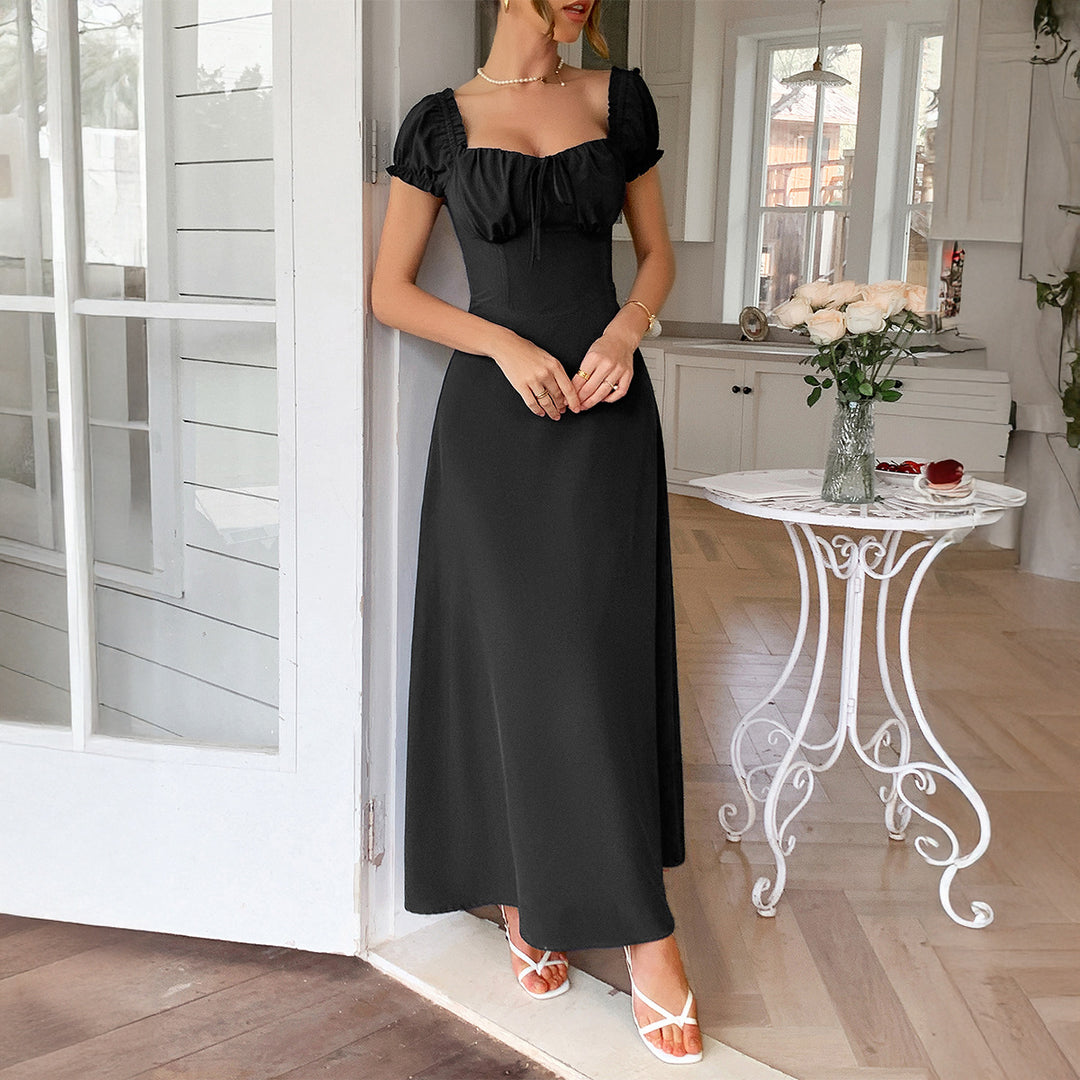 Black Off-Shoulder Bustier Fit & Flare Dress