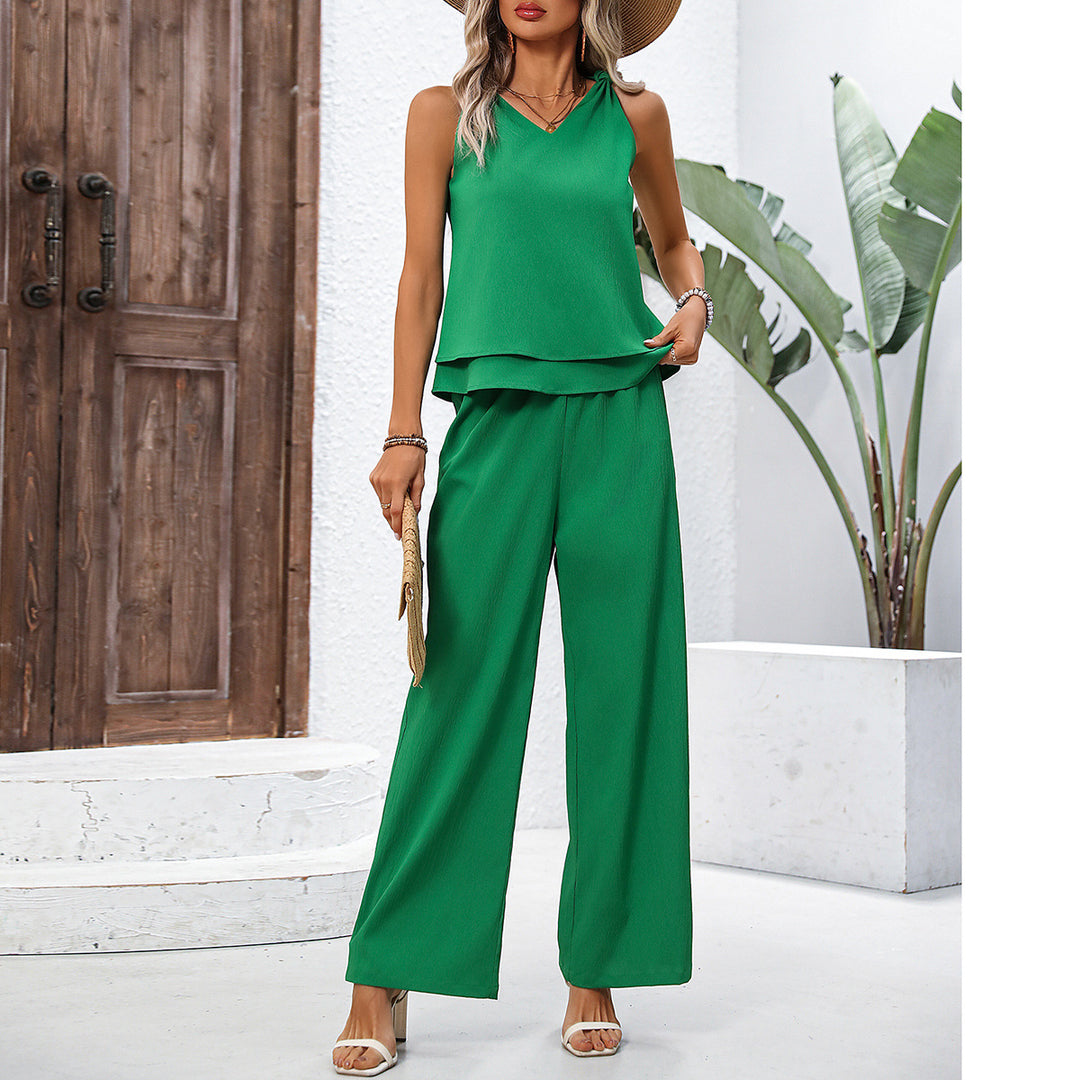 Green Flowy Top And Pant Co-Ord Set