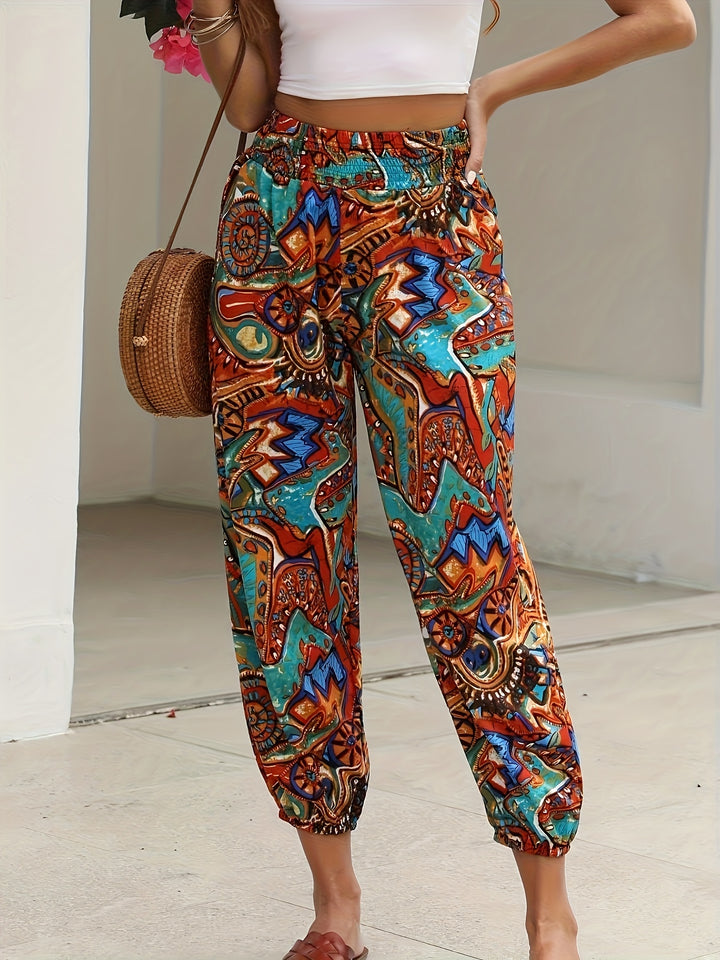 Multi Printed Elastic Trouser