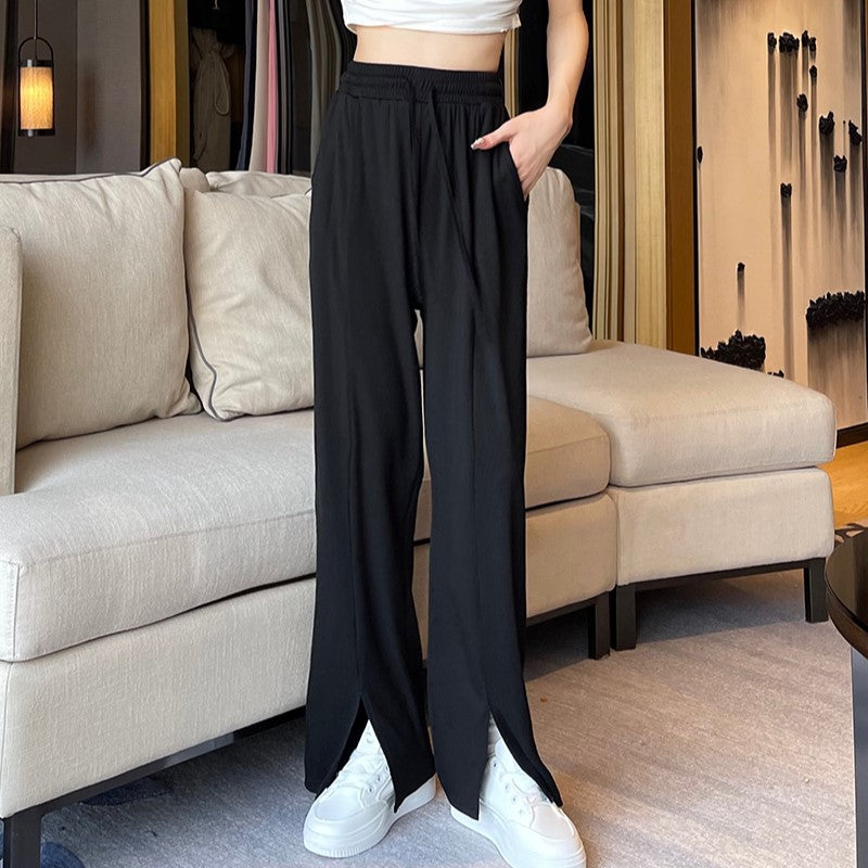 Black Slit Hem Sweatpants