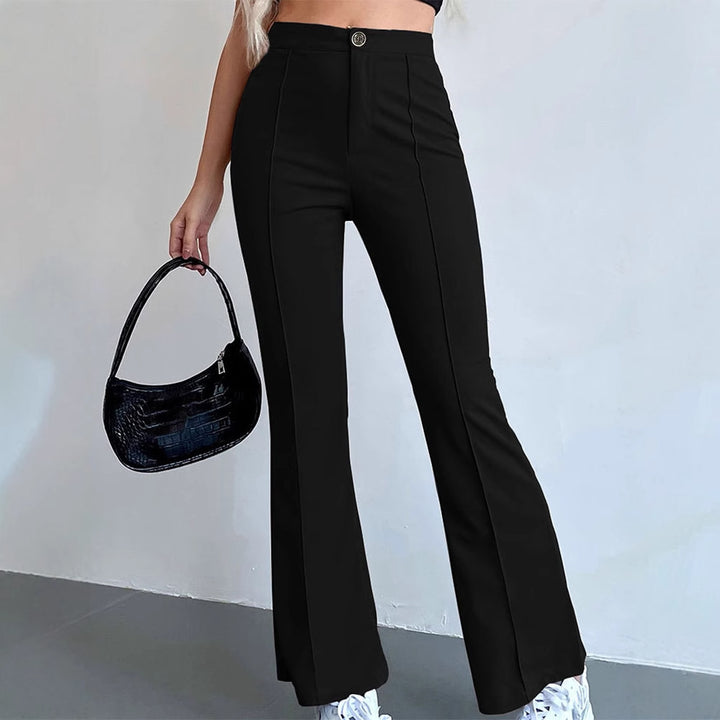 Black Solid Flared Trouser