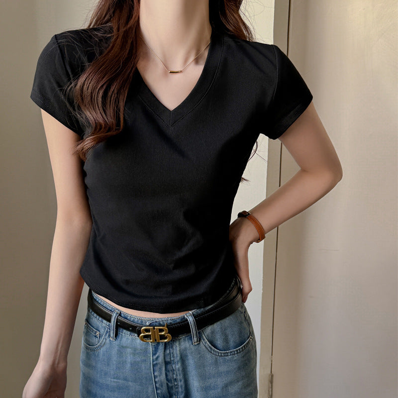 Black V-Neck Relaxed Fit T-Shirt