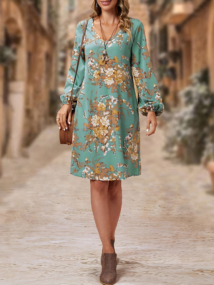 Blue Printed Shift Dress