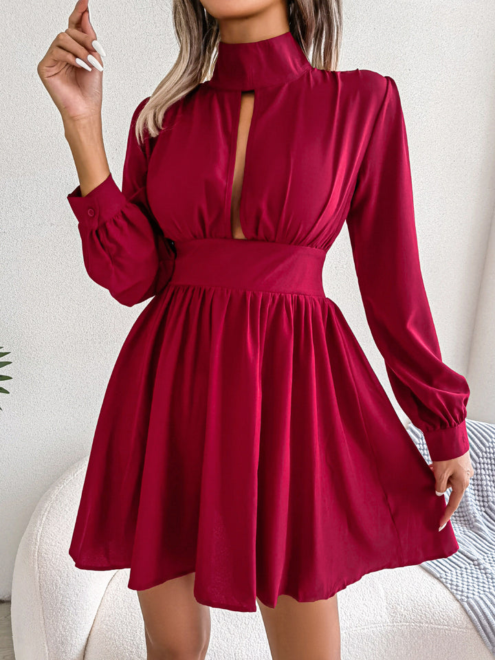 Red Solid Skater Dress