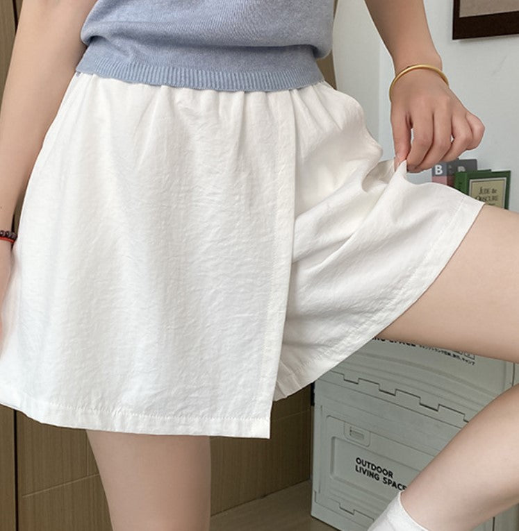 White Relaxed Fit Elasticated Skorts