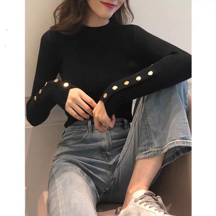 High Neck Black Knit Top