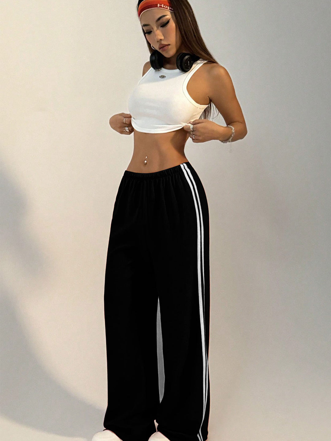 Black Varsity Side Stripe Sweatpants