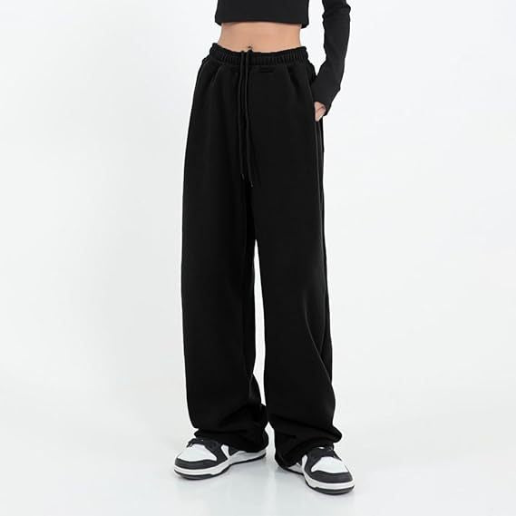 Black Elasticated Wide Leg Joggers