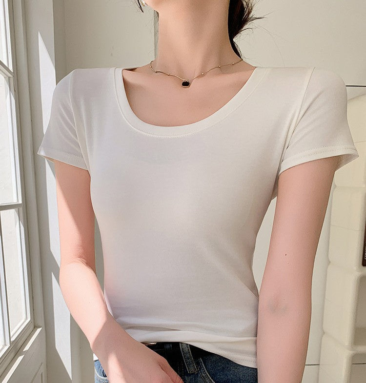 White Round Neck Basic T-Shirt