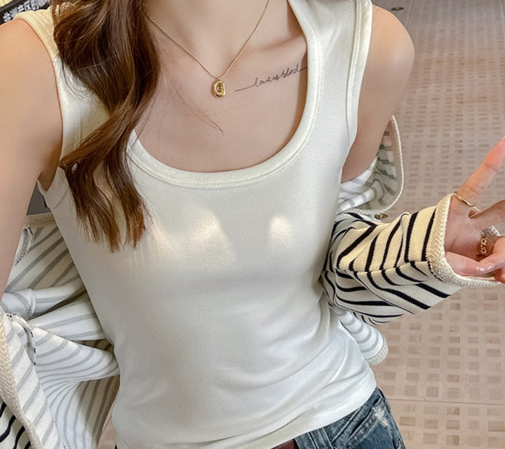 White Scoop Neck Tank Top