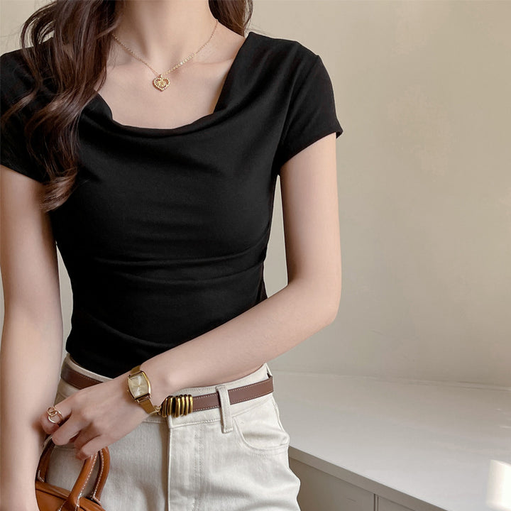 Black Cowl Neck T-Shirt