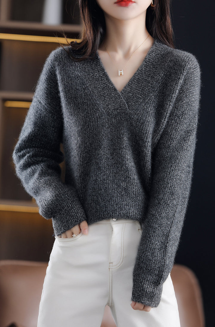 Charcoal Full Sleeve V Neck Sweater