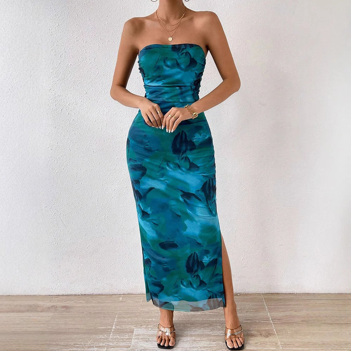 Teal Tube Printed Dress