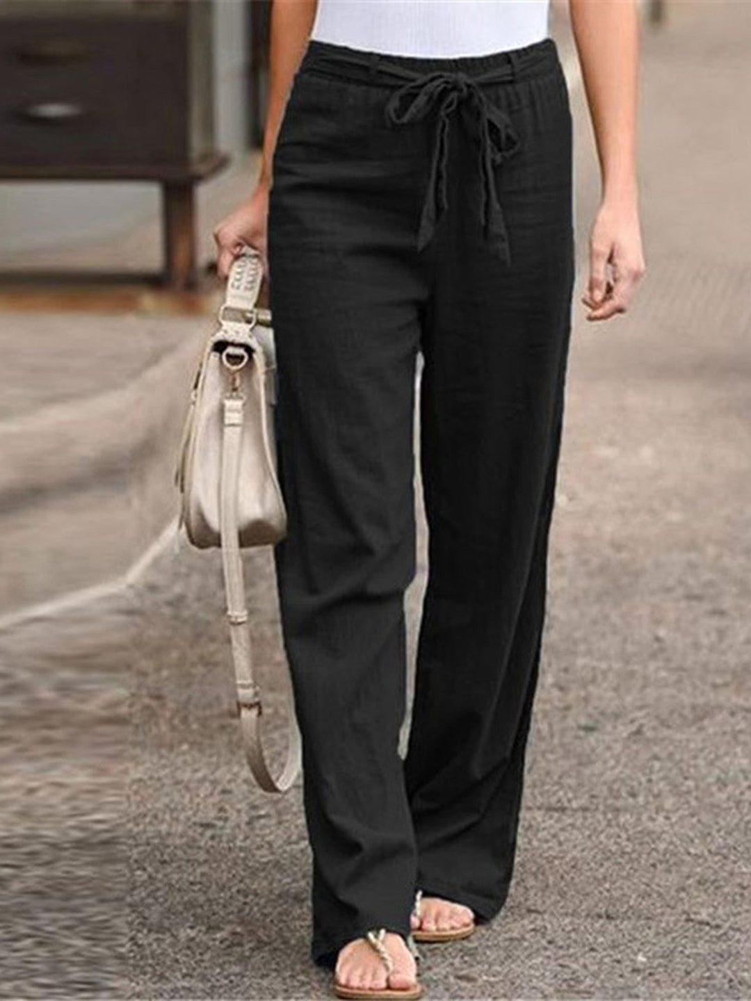 Black Straight Fit Casual Pants