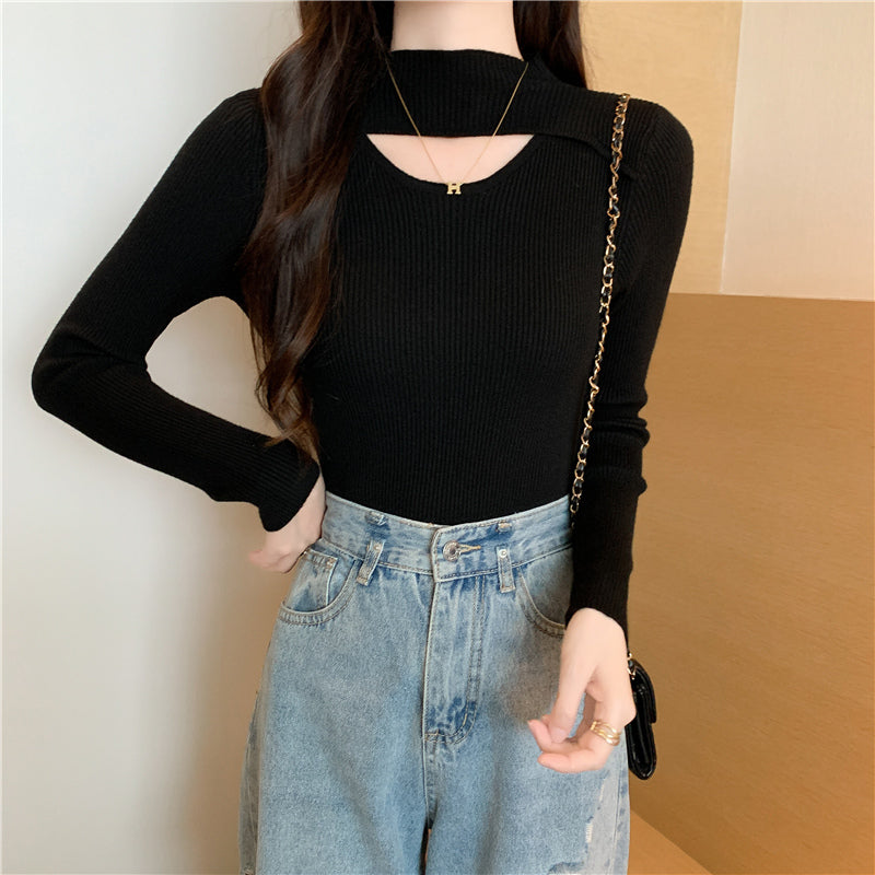 Black Cut Out Knit Top