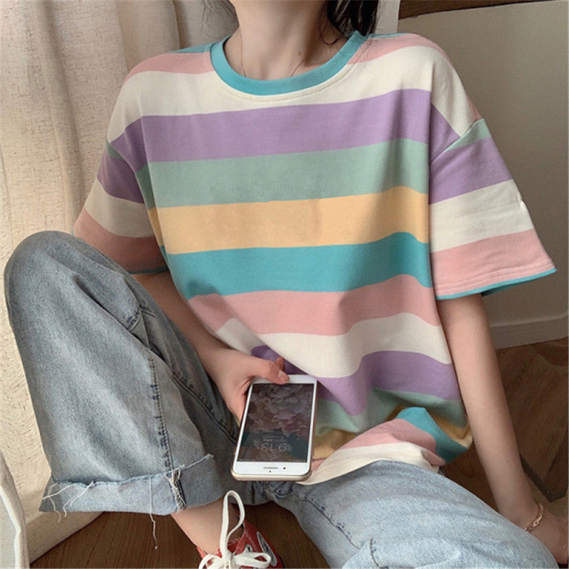 Multi Striped Oversized T-Shirt