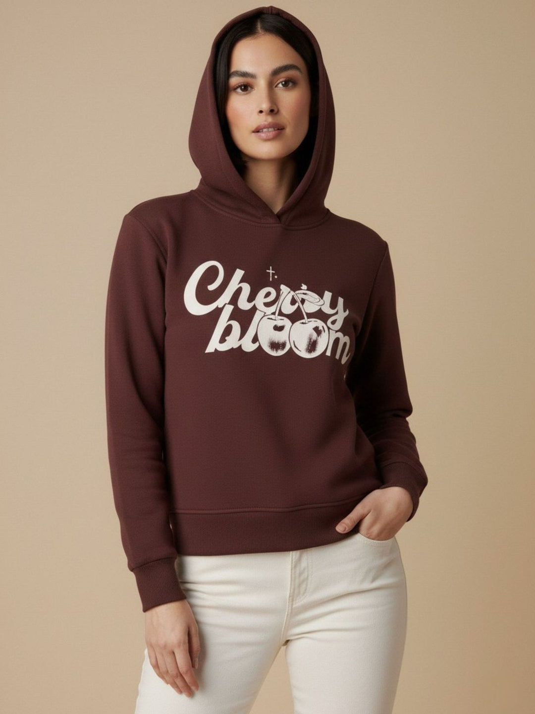 Brown Graphic Hooded Russian Fleece Sweatshirt