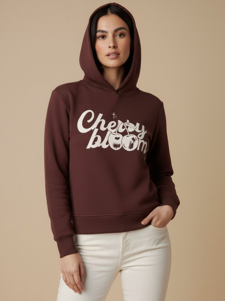 Brown Graphic Hooded Russian Fleece Sweatshirt