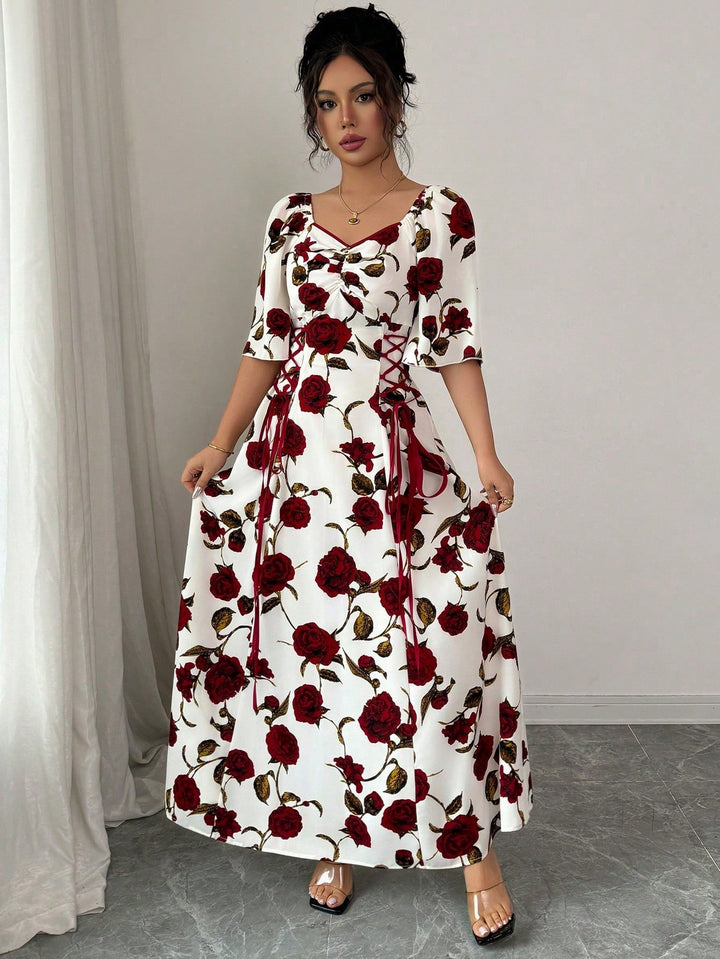 White Floral Print Maxi Dress
