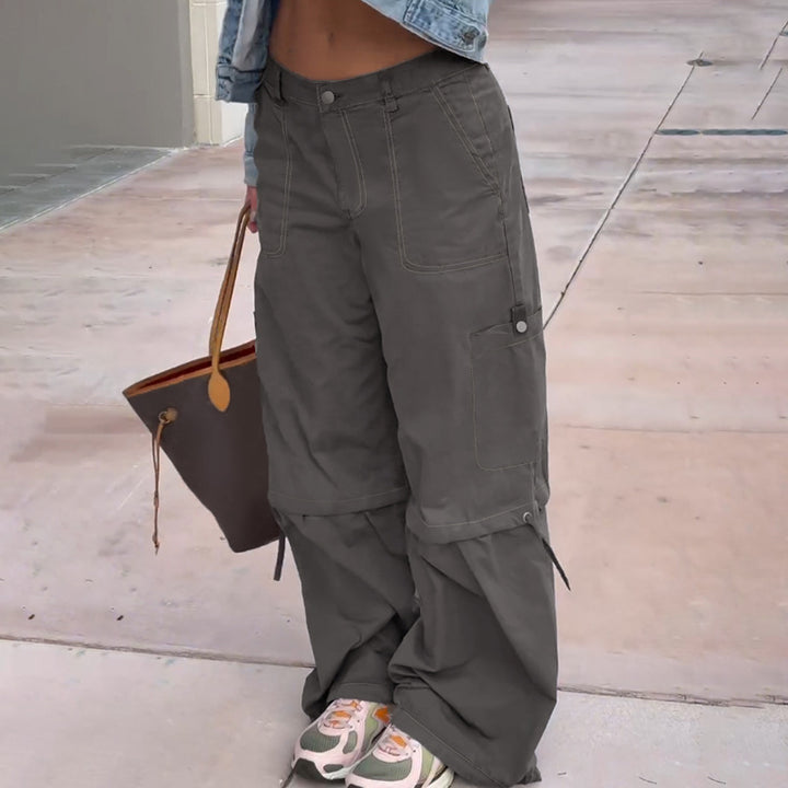 Grey Cotton Twill Cargo Pants
