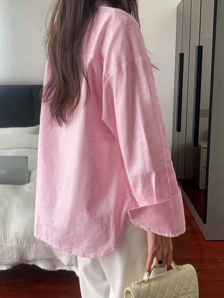 Pink Full Sleeve Button Down Collared Shirt