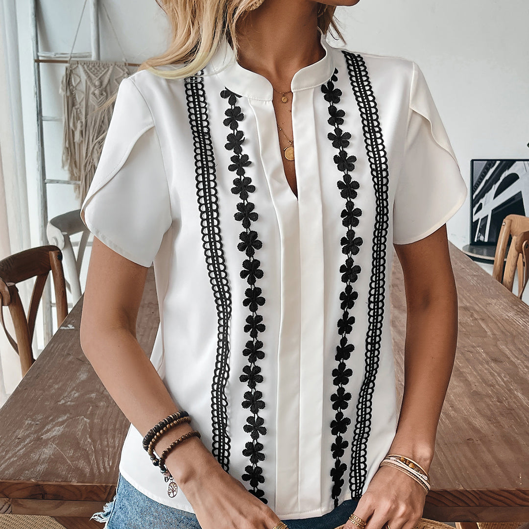 White Dual Toned Greometric Striped Top