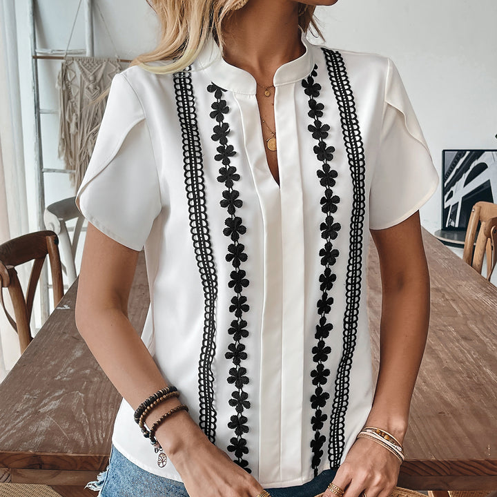 White Dual Toned Greometric Striped Top