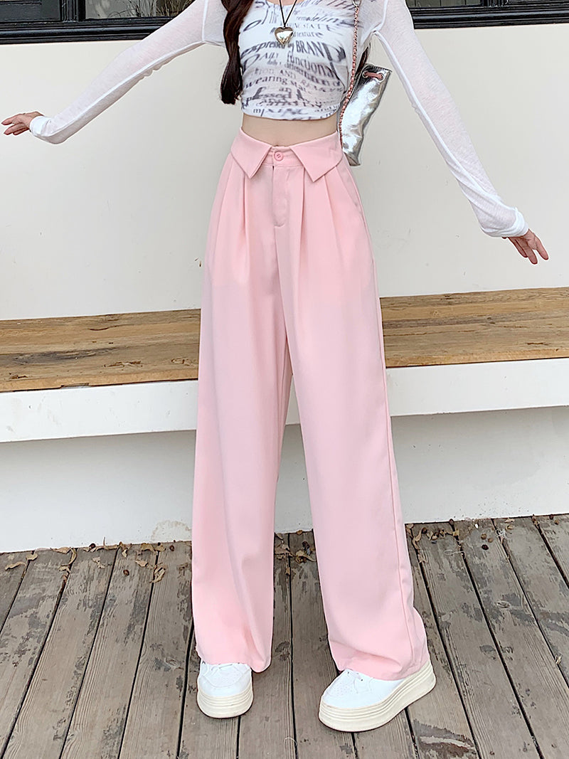 Pink Button Down Flap Waistband Pants