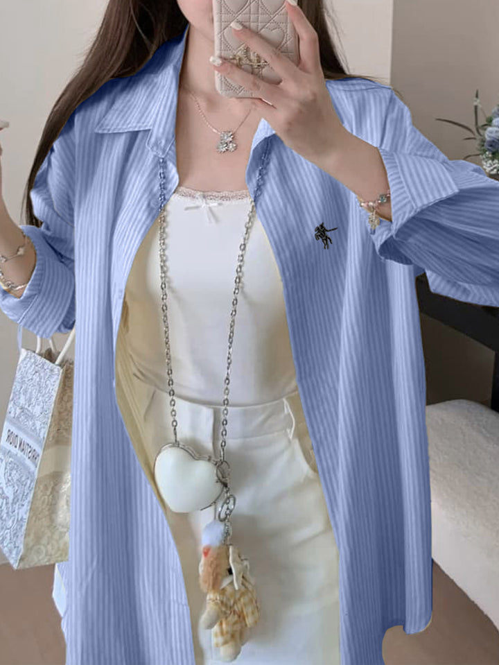 Blue Full Sleeve Striped Button Down Collared Shirt
