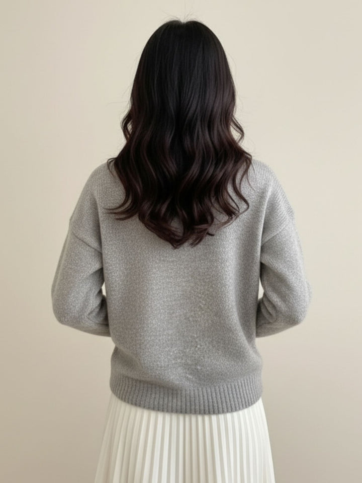 Grey Full Sleeve Studded Sweaters