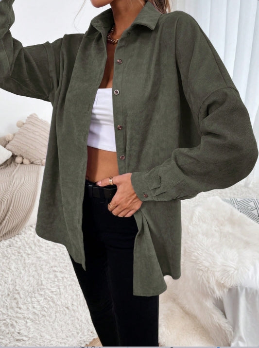 Green Longline Over Sized Shirt