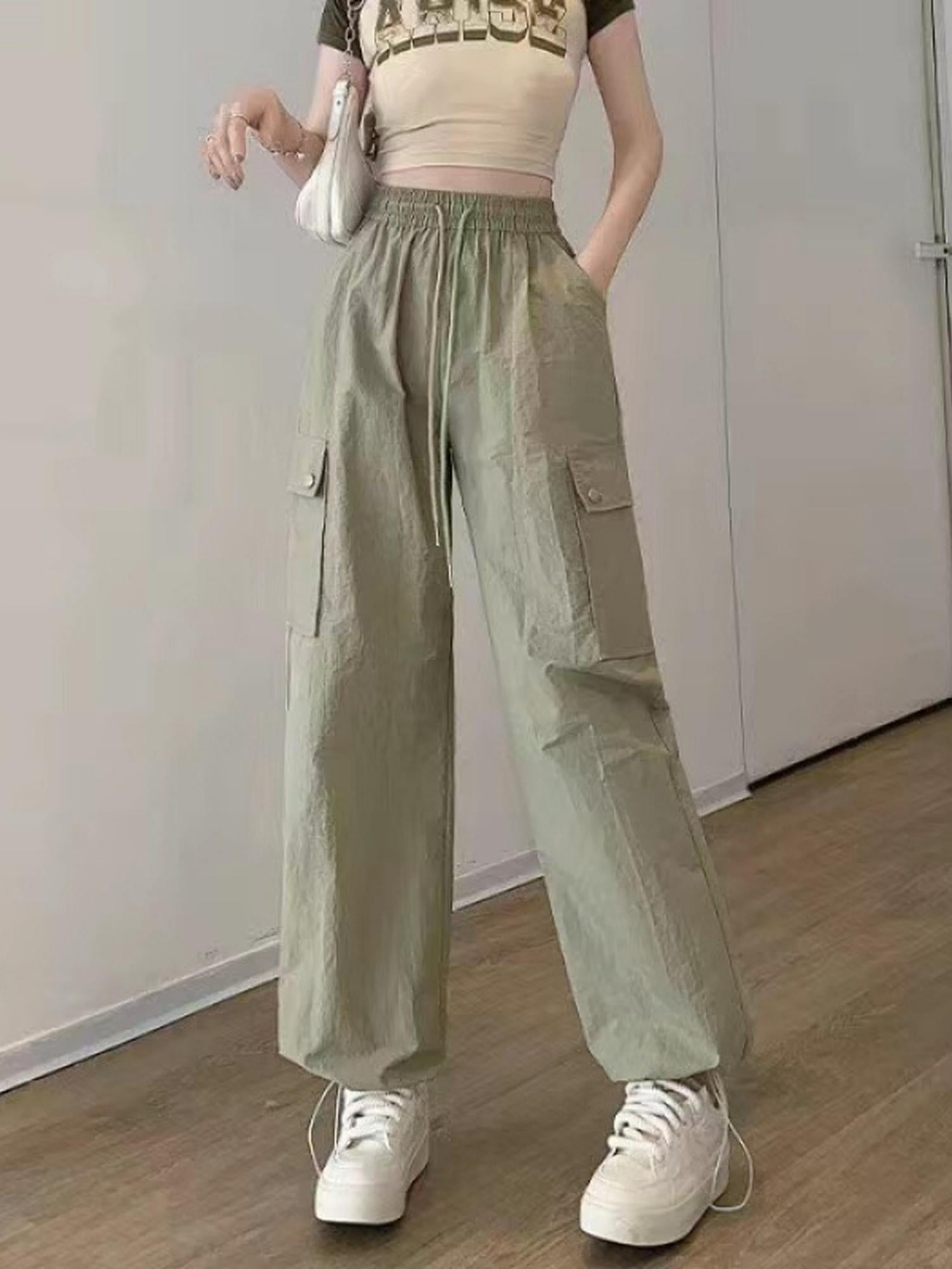 Olive Beige Parachute Jogger With Flap Pockets