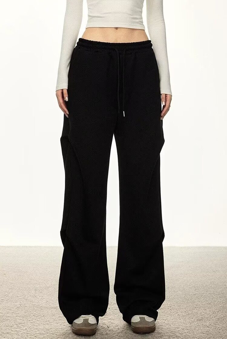 Pin Tucked Black Joggers