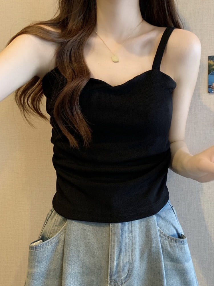 Black Sweetheart Neckline Tank