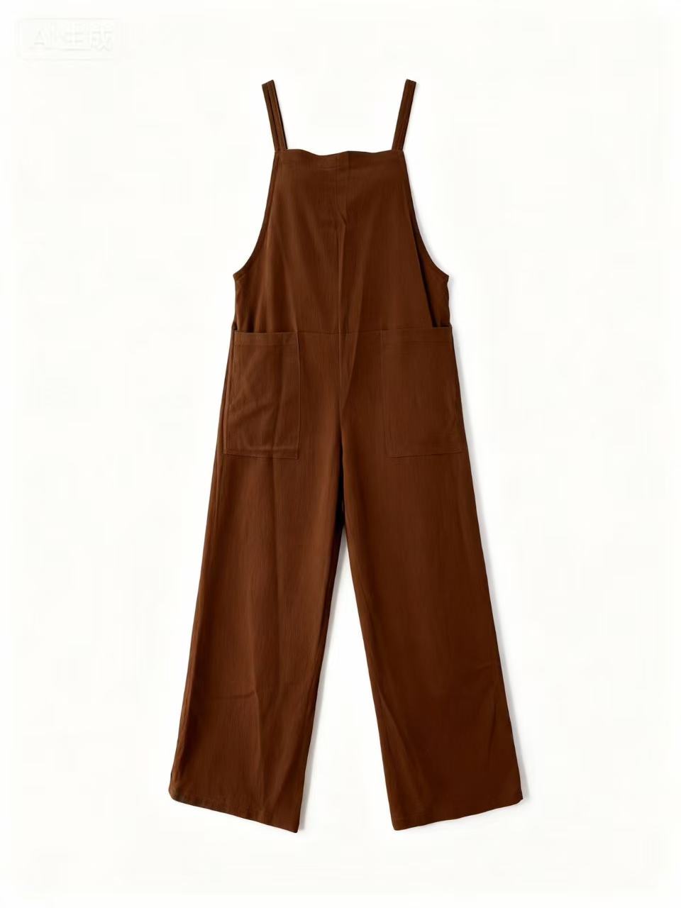 Rust Double Spaghetti Strap Jumpsuits