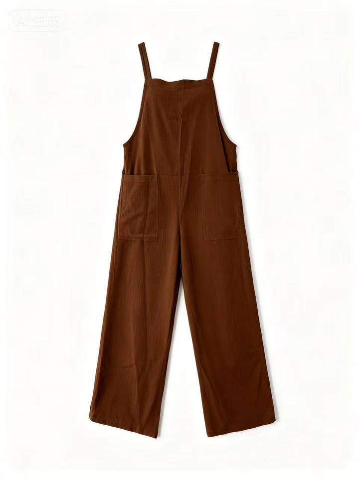 Rust Double Spaghetti Strap Jumpsuits