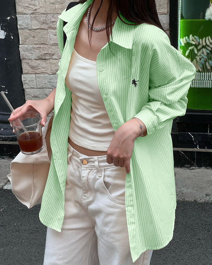 Green Full Sleeve Button Down Collared Shirt