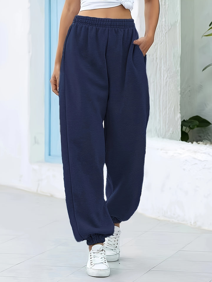 Navy blue Basic Solid Elasticated Joggers