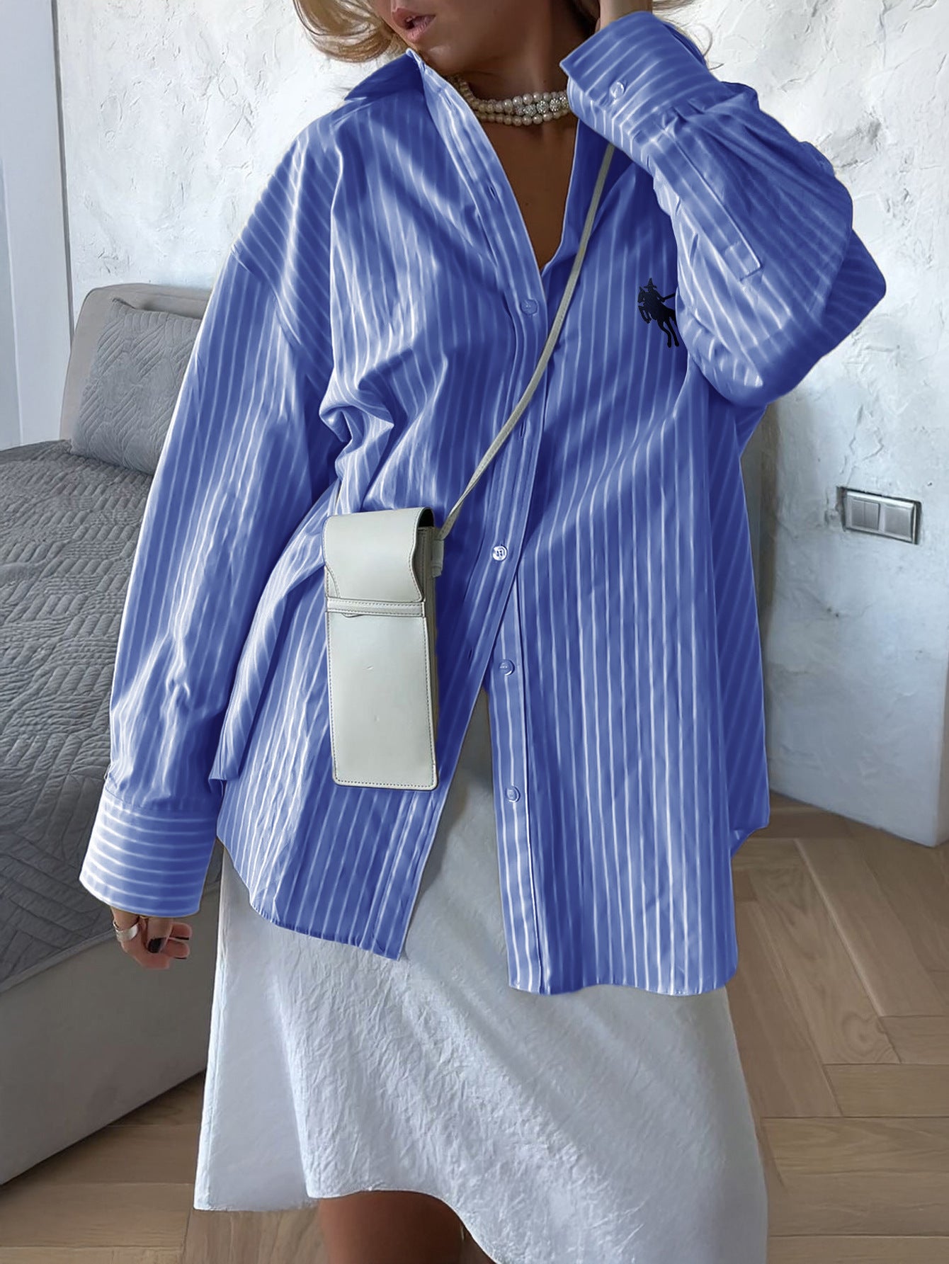 Blue Full Sleeve Striped Relaxed Shirt