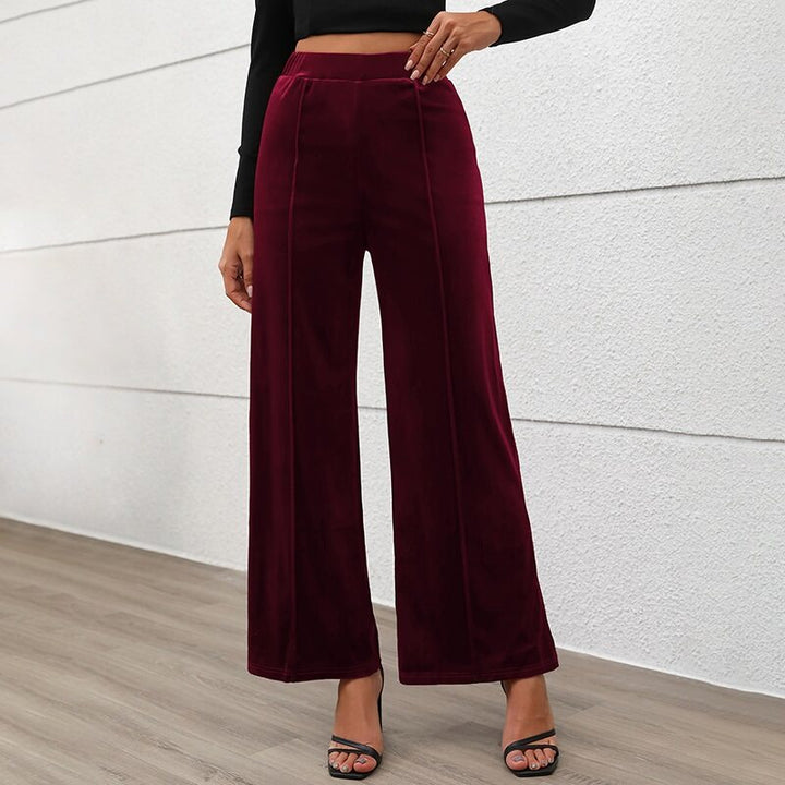 Maroon Velvet Wide Pants