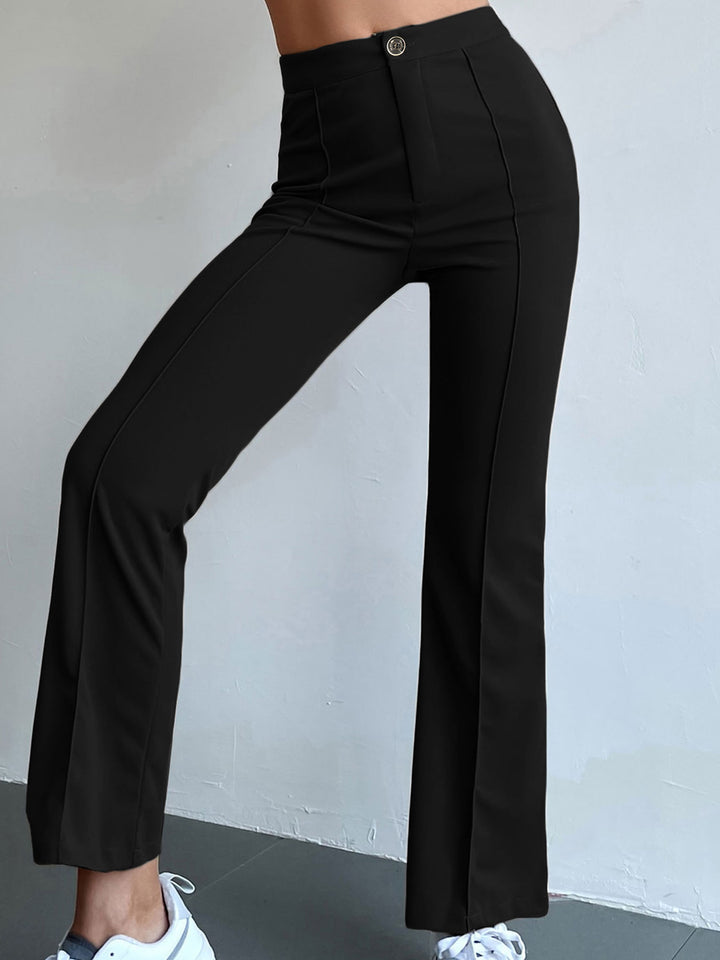 Black Solid Flared Trouser
