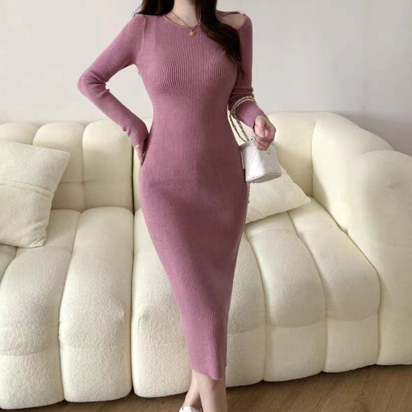 Mauve Shoulder Cut-Out Bodycon Dress