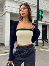 Navy Blue Dual Toned Fitted Top