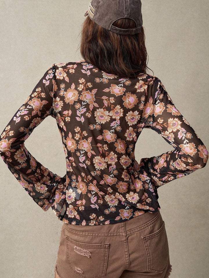 Black Full Sleeve Front Button Top